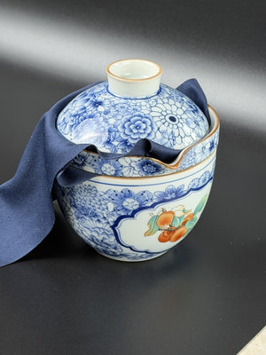 Tasse à médaillon de fruits peints à la main tenue en main, service à thé de voyage Daothé