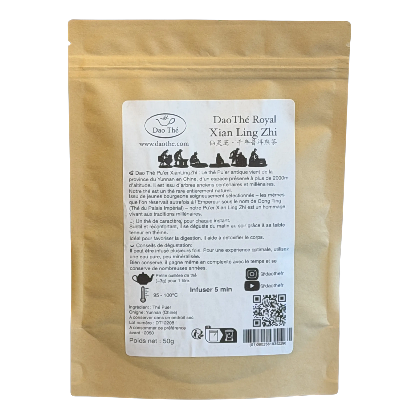 Liqueur de Shou Pu'er GongTing Bingdao — infusion sombre et profonde, thé fermenté vieilli 20 ans, Daothé